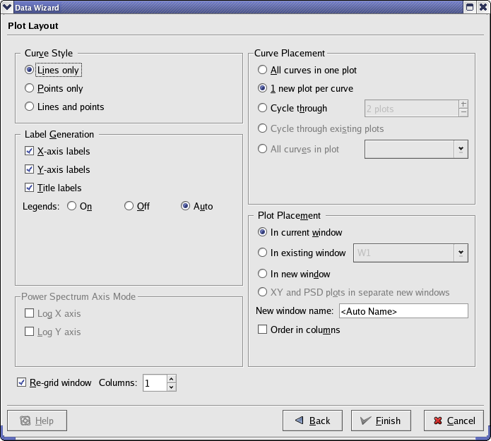 Data Wizard Configure Plot Layout