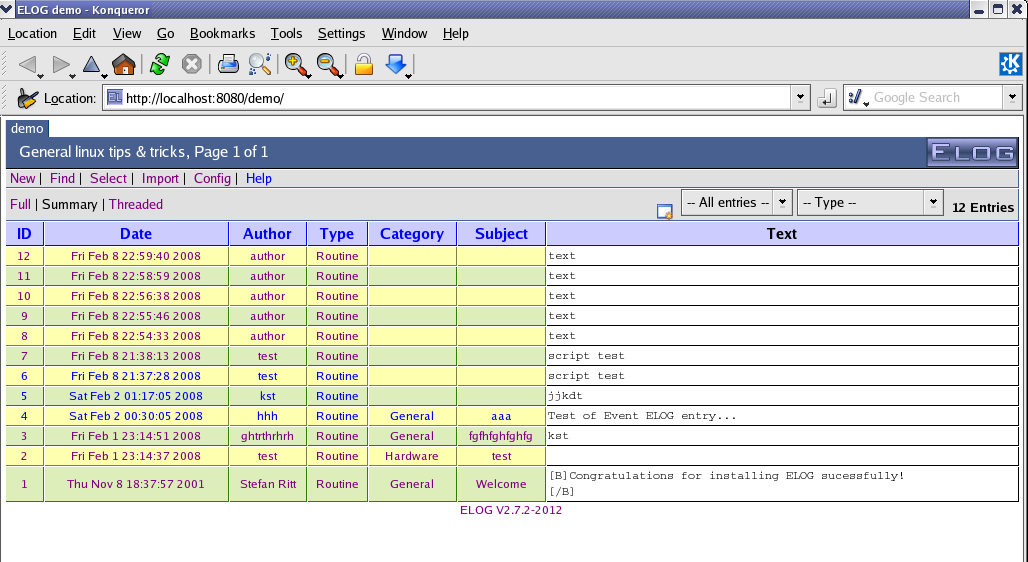 ELOG Browser