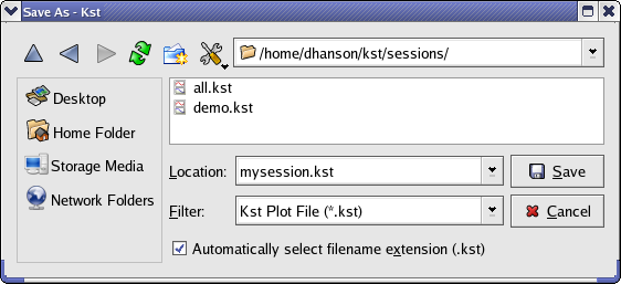 Saving a KST session