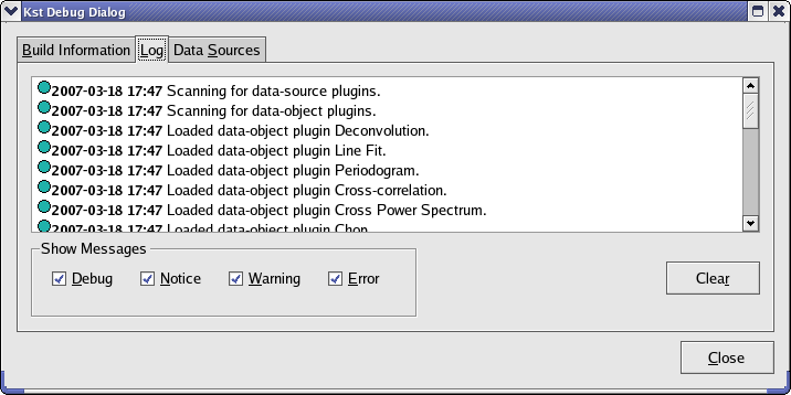 Kst Debug Dialog