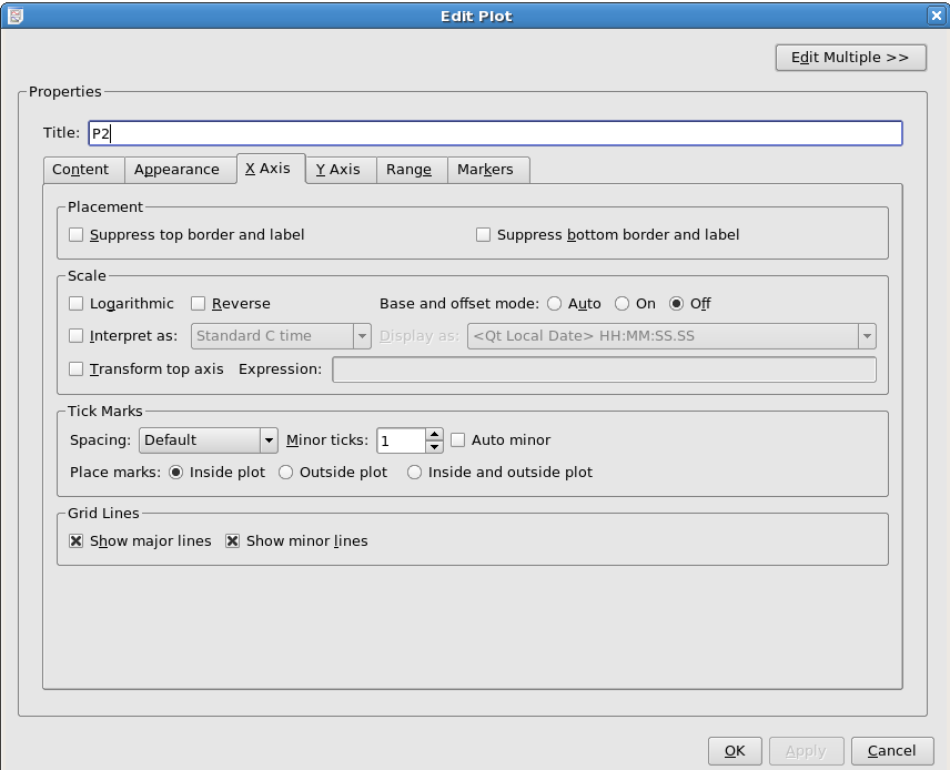 Edit Plot - X Axis Tab